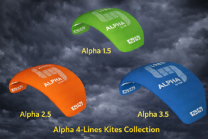 HQ4 Alpha vierlijns vlieger, 232 cm, kant-en-klare power kite voor strand en park, voor starters en gevorderden